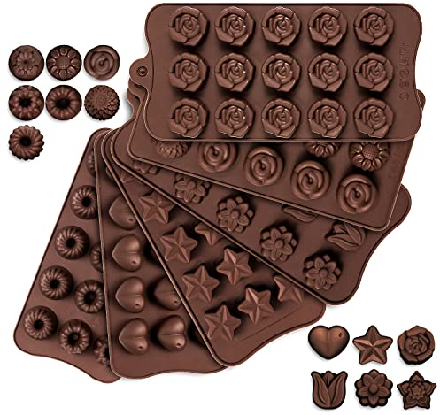 Whaline 6pcs Silicone Chocolate Molds, Candy Mold, Cake Making Molds Kit for Men, Women Baking