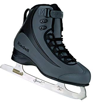 Riedell Soar Ice Skates for Men and Women - Sleek Insulated Skate Shoes with Foam-Backed Velvet Lining, PVC Soles, and Smooth Stainless Steel Blades - Onyx - Size 11