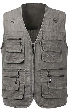 KTWOLEN Herren Outdoor Weste Anglerweste Jagdweste Fotografie Funktionsweste Ärmellos Weste Angelwesten mit Taschen, Dunkelgrau, L