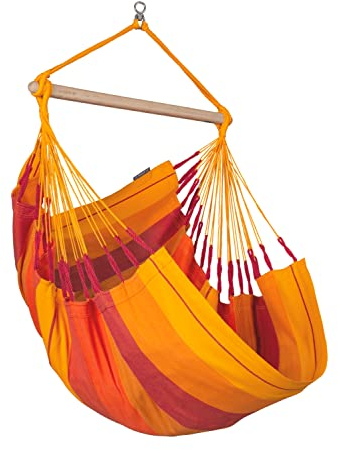 La Siesta®- Habana Hängesessel Basic Size für Entspannung & Stil: 360° Drehgelenk, hochwertiges Bambusholz - GOTS-zertifizierte Baumwolle. (Volcano)