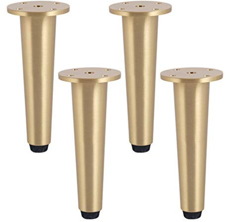 LOVEM Schrankfüße, Messing Möbelfüße Verstellbare Möbelbeine, Reines Kupfer, Bodenschoner Stummschaltung Rutsch, Möbelfüsse Wohnzimmerschrankfüsse, 4× Schrankfüsse/Messing Schraube(copper4.7in/12cm)