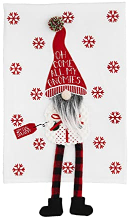 Mud Pie Geschirrtuch mit Weihnachtsmotiv, Zwerge, 53,3 x 35,6 cm