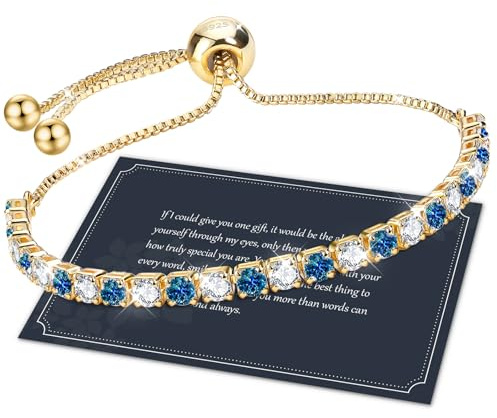 J.Fée Glitzer 5A Zirkonia Tennis Armband Damen Silber Tennisarmband Armbänder Damen Kristall Armband Geschenk für Weihnachten Muttertag Geburtstag Jahrestag mit Box, Silber Gold Rosegold