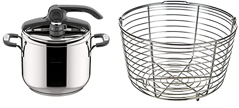 Lagostina Briosa Lagoeasy'Up Pentola a Pressione, 7 L, Acciaio Inox 18/10 & Cestello in filo, Accessorio per Pentola a Pressione capacità 7/9 Litri, Acciaio Inox, Diametro 19 cm
