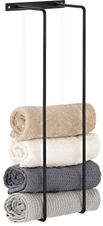 Navaris Porta Asciugamani Doppio Bagno - Portasciugamani Parete 2X Bracci - Appendi Asciugamano Muro - 2X Barra Porta Strofinacci Cucina Nero Metallo