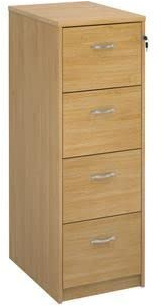 Office Monster Hayes wooden 4 drawer filing cabinet with silver handles 1360mm high - oak