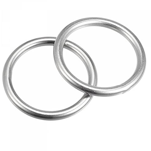 sourcing map Anneau Soudé Inox Acier 316 Rond 45mm ID 6mm Épais 2pcs