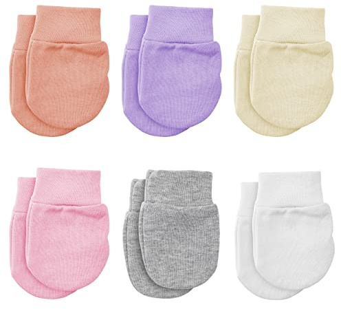 Yolev 6 Pares Guantes para Bebés Recién Nacidos Manoplas de Algodón para Bebés Guantes de Protección contra el Frío Todo Incluido para Bebés de 0 a 6 Meses Niños y Niñas