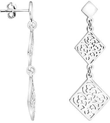 SOFIA MILANI - Damen Ohrringe 925 Silber - Ornamenten Viereck Ohrhänger