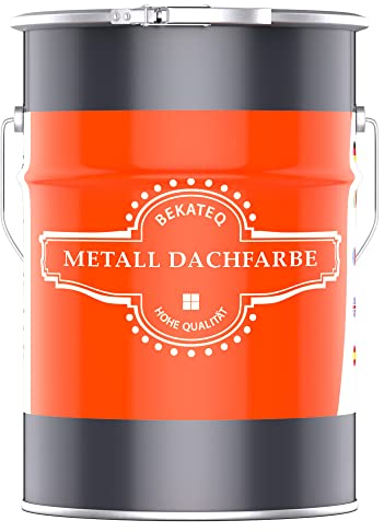 BEKATEQ Dachfarbe 3 in 1 Silbergrau 10L in seidenglänzend, für Metalldach, Blechdach, Eternit - Blechdachfarbe & Sockelfarbe, Metallschutzlack, Dachbeschichtung LS-580