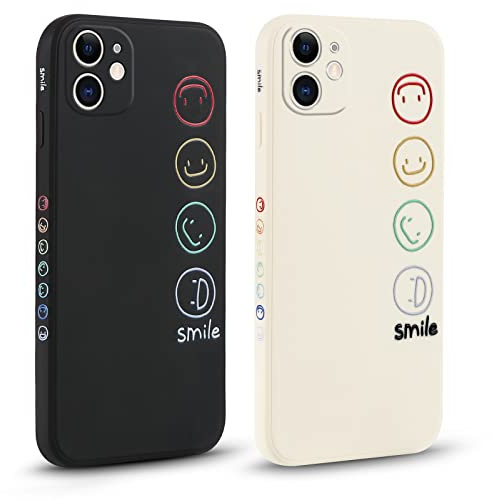 Pnakqil 2 stück Handyhülle für iPhone 11 6,1, Hülle Süßes Bemaltes Glücklich Lächeln Design Case Weiche Tasche für Damen Geschenk Modische TPU Dünn Stoßfeste Kameratasche Schutzhülle