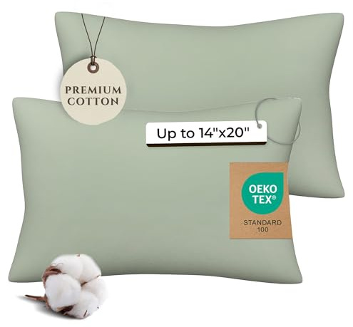 Pobibaby - 2 Pack Premium Toddler Solid Pillowcase Sized 13x 18 - Ultra Soft Jersey Knit - Crib Pillow, Kids Pillow, Travel Pillow Case Cover (Sage Green)
