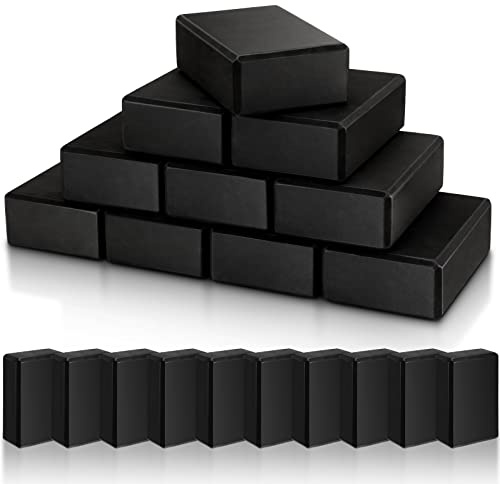 Yilloog 10 Pcs Foam Eva Yoga Blocks Non Slip Lightweight Bricks Yoga Bulk Supportive Blocks Prop Accessories for Pilates Stretching and Meditation Women Men Yogi Beginners, Black