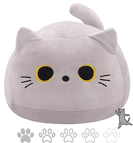 Tittaty 40 x 28CM Black Cat Plush Toy, Soft Stuffed Cuddly Toy, Halloween Decoration Pillow Christmas Birthday Party Gifts