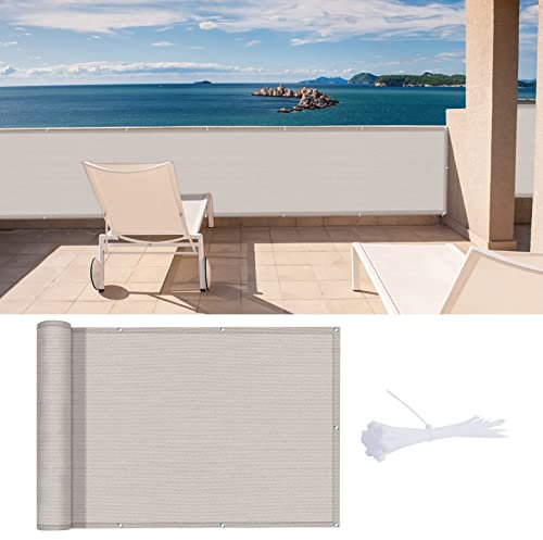 LOVE STORY Pantalla de Privacidad para Balcón 80x300cm con Tela HDPE,（Gris Pardo） Toldo para Balcón, Red de Protección con Ojales, Protección UV, Transpirable para Jardín Exterior, Piscina