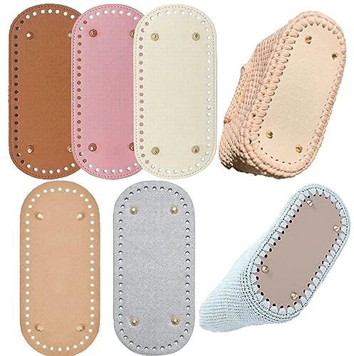 Cohentbliss 5 Stück Stricken Häkeln PU Taschenboden 22x10cm Taschenboden zum Häkeln Leder Ovale Taschenboden zum Häkeln für Handtasche Strickbeutel DIY Tasche