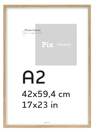 Pix FRAMES Cadre Photo 42x59,4 cm (A2) - Poster Bois Avec Vitres en Acrylique - Élégant à Suspendre et à Poster - Portrait Moderne - Chêne