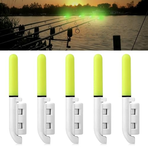 Riisoyu Bâtons Lumineux de Pêche, Lot de 5 LED Cloches de pêche bâtons Lumineux de pêche détecteur de Touche Bâtons Lumineux étanches avec Boucle pour la pêche en mer et la pêche de Nuit