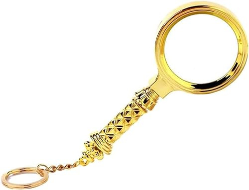 Vergrößerungsglas, 20-Fach, kleine Lupe, Handlupe aus goldenem Metall, Schlüsselanhänger, Senioren, Lesen, optische Glaslinse, hohe Klarheit zum Lesen, Hobbys, Reparieren, Beobachten, 50-mm-Brille