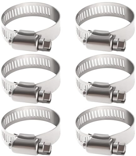 YIXISI 6 Pièces 21-38 mm Collier de Serrage, Colliers de Serrage en Acier Inoxydable 304, Tuyau Clips Réglable, pour Tuyaux D'eau, Plomberie