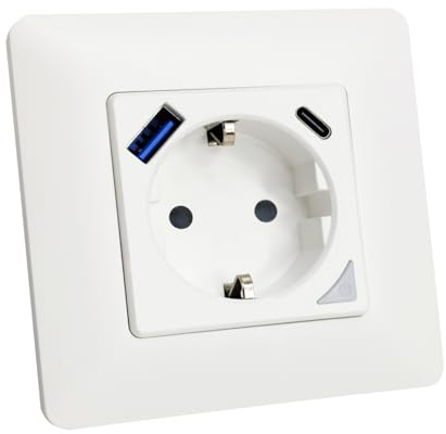 LED ATOMANT Wlan Steckdose WiFi 16A mit USB und USB-C, Schnellladung, Energieverbrauchsmessung, Schuko Unterputz, Smart Life App, Kompatibel mit Alexa und Google Home