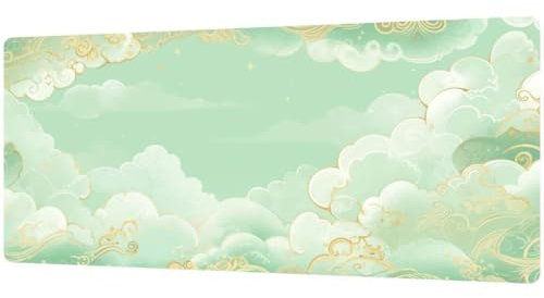 Grand Tapis de Souris Gaming Cloud Mouse Desk Pad Mat de Jeu XXL 900x600x4mm Tapis de Souris Base en Caoutchouc Antidérapant Résistant à l'eau, Gamer sous-Main pour Clavier et Souris, Le Bureau D342