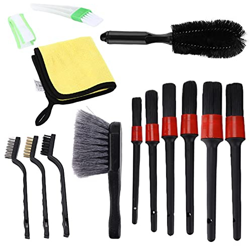 Car Detailing Brush Kit Microfiber Cloth Cleaning Wheel Interior Dashboard Engine Long-Lasting Set