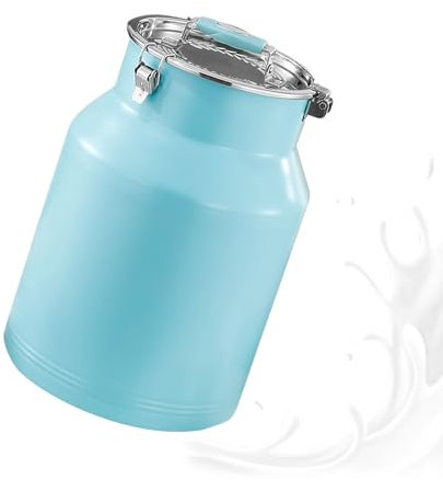 Adima Colorful Large Capacity Stainless Steel Milk Can with Sealed Lid,Milk Jug with Handle for Storage and Transportation of Milk Wine and Liquids,Blue,10L