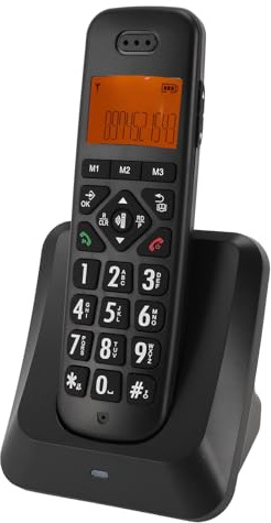 Telefono Cordless per Casa, Display Retroilluminato Tasti Grandi Ricevitore Cordless Telefono Fisso, Blocco Chiamate Avanzato ID Chiamante Avviso di Chiamata Blocco Chiamate