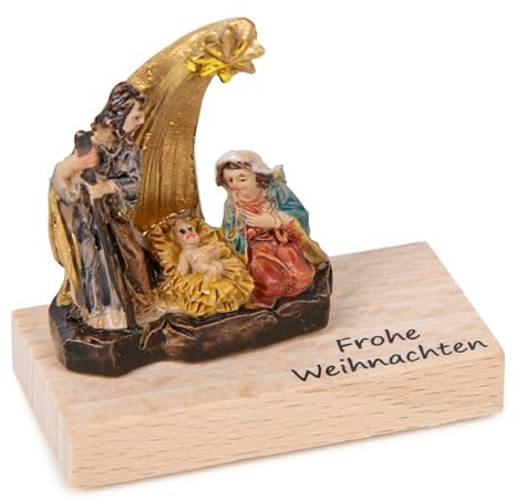 Logbuch-Verlag Miniatur Weihnachtskrippe 5 cm – kleine Krippe mit Heilige Familie – Geschenk zu Weihnachten für Freunde, Familie & Kollegen