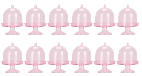 Beufee 12 Pezzi Alzata Per Torta Con Coperchio, Mini Contenitore Per Cupcake Porta Caramelle Mini Contenitori Per Dessert Piatti Per Cupcake Trasparente Piccolo Espositore Per Torta (-1210240015112)