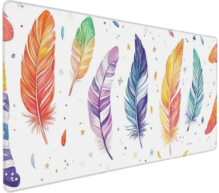 Tapis de Souris Couleur Blanche Tapis de Souris XXL 1200x600x4mm Tapis de Souris Gamer Plume Tapis de Souris Ergonomique,Base en Caoutchouc Antidérapante,Imperméable à l'eauPour Accessoire Gaming
