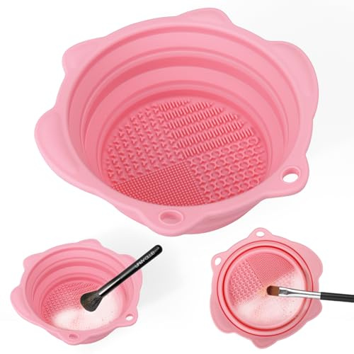 Vodolo Paint Brush Cleaner Mat,Foldable Silicone Paint Brush Cleaner Bowl,Portable Cleaning Tool for Paintbrush,Painting Artist Accessories