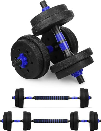 wuuhoo® 2in1 Fitness Hantelset Jimmy, 30mm Kurzhantelset Kurzhantelstange und Langhantelstange mit Gewichten, Fitnessgerät aus Kunststoff für Zuhause, HomeGym - 15kg