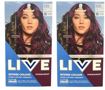 Schwarzkopf LIVE Colour + Lift Ultra Violet Permanent Hair Dye L76, Pack of 2