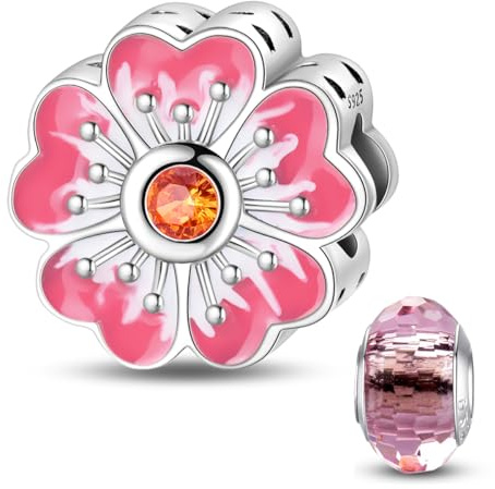 HappyStar Argent 925 Sterling Rose Fleur Charme Carte Tarot Pendentif Bead Charms femme pour fit Pandora Bracelets Européens Colliers Bijoux Saint-Valentin Cadeau