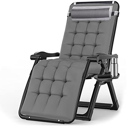 SZITW Klappbare Chaiselongue-Poolstühle, Sonnenstühle für den Außenbereich, Schwerelosigkeitsstühle mit Kopfstütze und Getränkehalter, verstellbare Rückenlehne, Stahlrahmen und atmungsaktives Netz