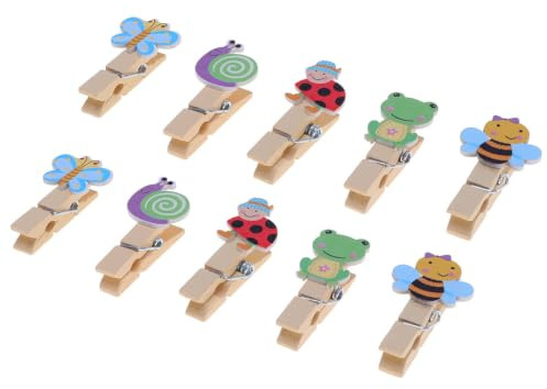 IMIKEYA 10 Pièces De Pince à Linge Animaux en Bois - Clips Miniatures Colorés pour Décoration - Artisanat Et Présentation De Photos Pinces à Linge Fun Et Pratiques pour Enfants Et Adultes