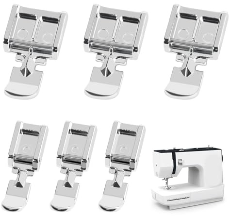 Nähfuß für Nähmaschine, 6 Stück Universal-Nähfüße mit Reißverschluss, Snap on für Nähmaschine, niedriger Schaft, 3 große + 3 kleine Nähfüße, kompatibel mit Singer、Brother & Janome
