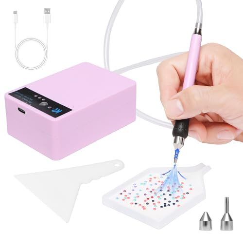 Kit penna elettrica per pittura diamantata per adulti - Accessori e strumenti per pittura diamantata sottovuoto con 3 punte per penna, vassoio portaoggetti e piastra di correzione per lavori artistici