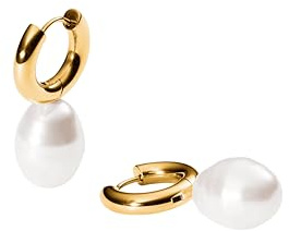 Purelei Seaside Creolen Damen Edelstahl Ohrringe Gold Silber Roségold | Zeitlos elegante 10 mm Creolen mit schimmernden Muschelperlen | Maritimer Schmuck für Damen