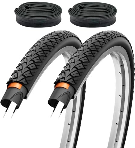 F24Tyre 2er Set Fahrradreifen 28x1,50 Zoll 40-622 700x38c Pannenschutz | Schlauch wählbar Autoventil Fahrradventil französisches Ventil Trekkingreifen Allround für Citybike Trekkingrad