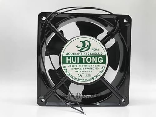 120MM Computer cooling fan，HT-A12038D220 220-240V 0.1-0.16A 12025 2-wire cabinet high temperature resistant fan