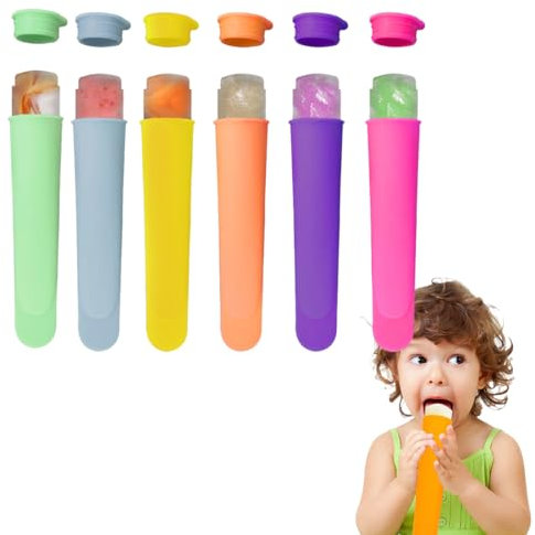 GGUFAY Moule a Glace en Silicone, Popsicle Mold Réutilisables, 6 Pièces de Moule à Popsicle, Moule à Glace Sans BPA, Moulle Magnum pour DIY Sorbet Yaourts,pour Bebe Enfant et Adulte