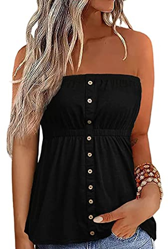 Womens Strapless Tops Bandeau Vest Y2k Smocked Backless Flowy Tube Tops | Floral Ruffled Peplum Tops Pleated Tank Tops Summer Casual Sleeveless Tank Vest Tops