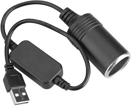 Adaptador de encendedor de cigarrillos USB de 5 V a 12 V para encendedor de cigarrillos de coche, enchufe hembra, cable adaptador para grabadoras de conducción, USB macho a enchufe