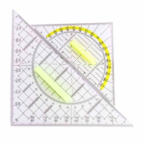 2 Stück Geodreieck mit Griff, kleines und großes flexibles Geodreieck für Geometrie