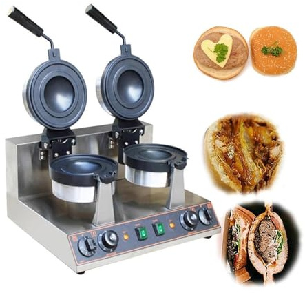 Commercial Hamburger Press & Waffle Maker, Manual Ice Cream Stuffed Burger Tool, Essential for Milk Tea Shops & Food Businesses