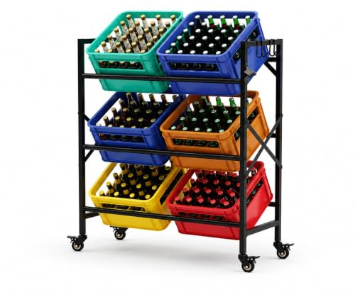 JocLLetA Getränkekistenregal für 6 Kisten mit Rollen – Extrem Stabiles Metallregal, 250kg Tragkraft – Wasserkistenregal & Bierkistenregal für Küche, Keller & Speisekammer