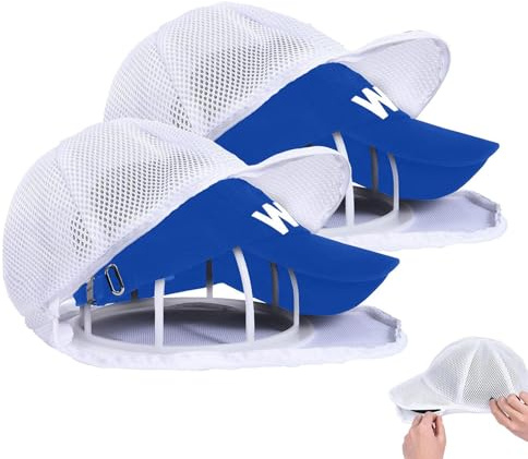 Generisch 2 Stück Baseballkappen-Waschmaschine, Zusammenklappbare Cap Washer Für Baseballmützen Mit Rack,Ball Caps Waschkäfig Mit Mesh-Wäschesack, Für Waschmaschine
